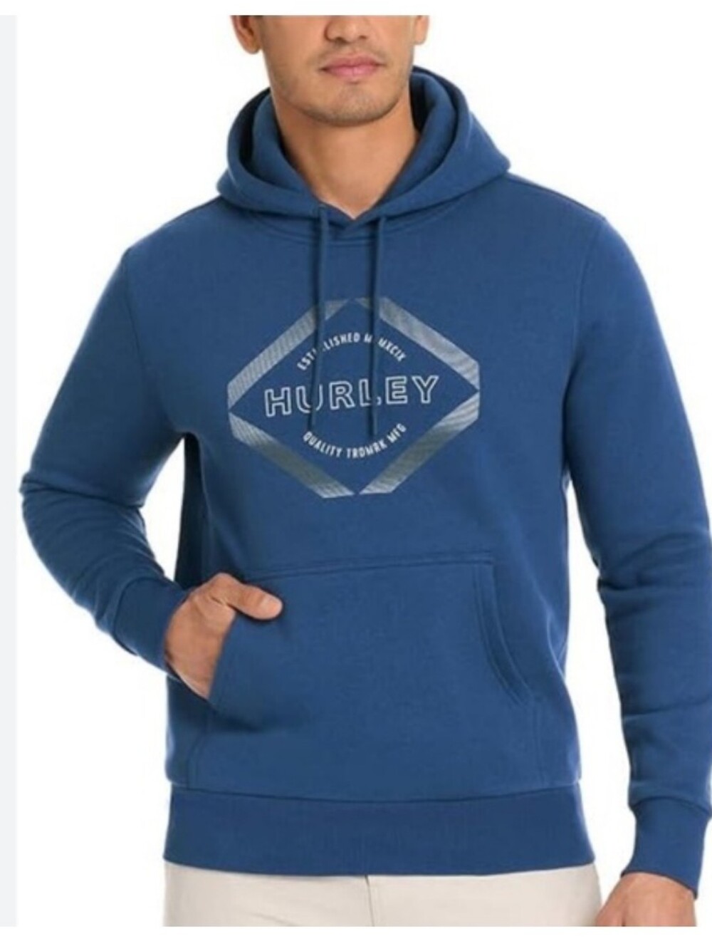 NWT Hurley Men’s Blue Fleece Logo Pullover Hoodie XXL